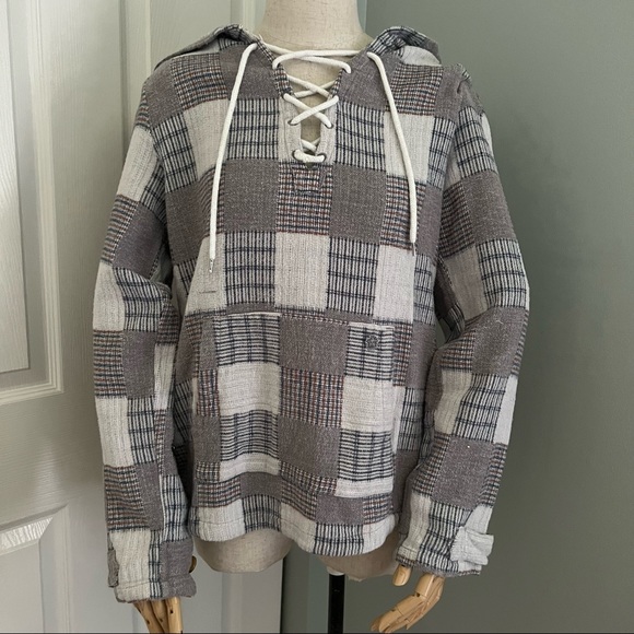 Obey Tops - Obey Plaid Patchwork Oversized Relaxed Fit Soft Hoodie Size M